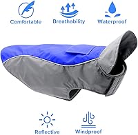 Vista 4 de Vizpet Impermeable para perro, chaqueta impermeable para perro, chaleco cálido de alta visibilidad, ropa para perros pequeños, medianos y grandes