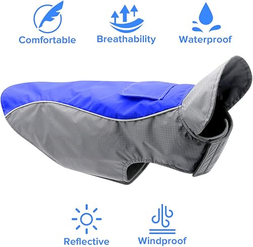 Miniatura 4 de Vizpet Impermeable para perro, chaqueta impermeable para perro, chaleco cálido de alta visibilidad, ropa para perros pequeños, medianos y grandes