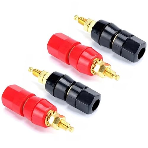 Miniatura 8 de CESS Poste de unión de cabeza hexagonal Banana Jack Panel de zócalo de montaje en chasis, chapado en oro, conector de terminal amplificador, rojo y