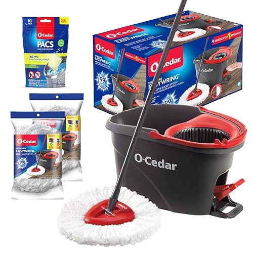 O-Cedar Easywring Microfiber Spin Mop & Bucket Floor Cleaning System + 2 Extra Refills With Citrus Pac (Variety Pack) #TOP7