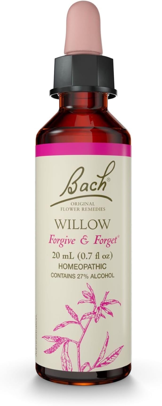 Bach Original Flower Remedies, Willow - Forgive & Forget - Natural Homeopathic Flower Essence for Emotional Balance - Vegan, Gluten Free, Sugar Free - 20mL Dropper