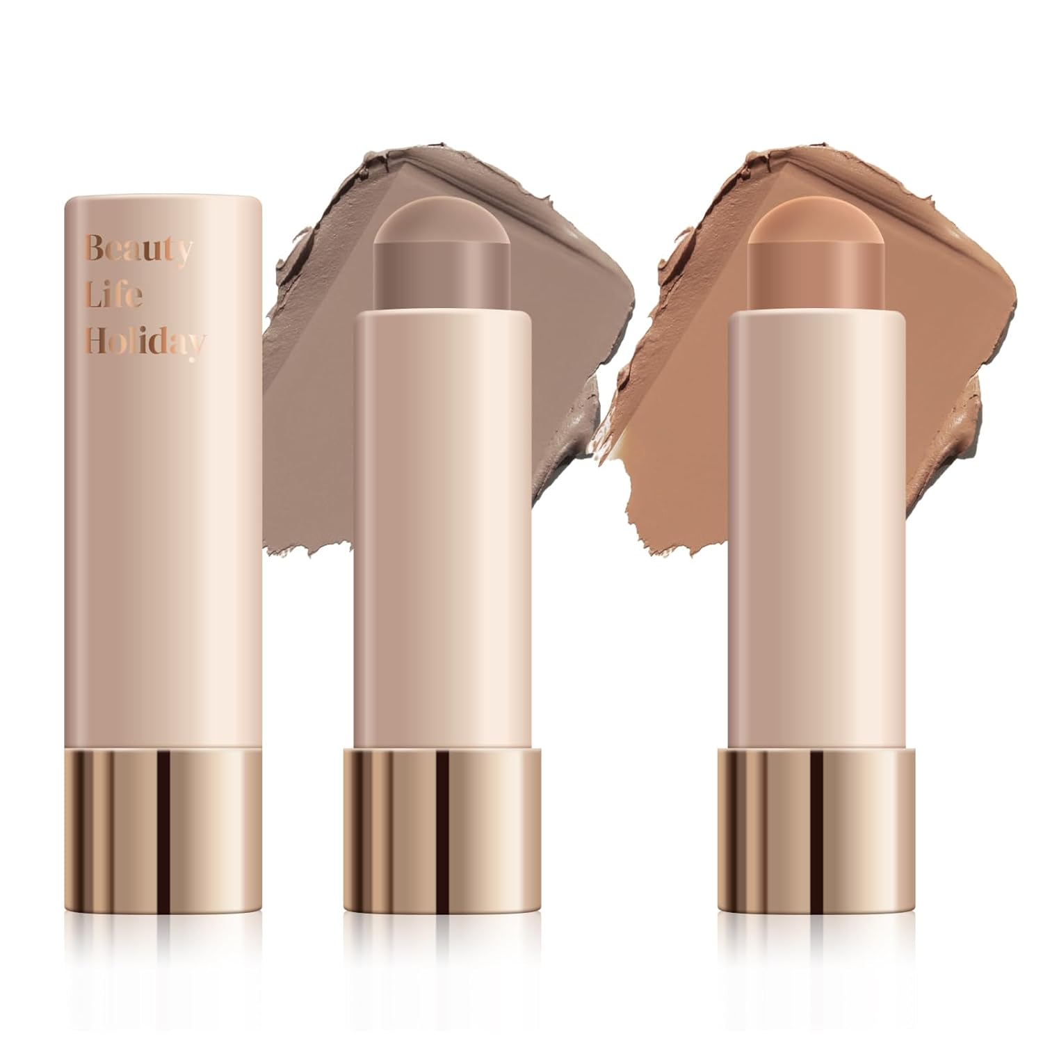KYDA 2 Colors Contour Stick, Natural Matte Cream Contour, Lightweight Non-Clumping Face Shaping Makeup, Blendable Smooth Matte Bronzer Stick, Buildable Coverage, Portable Travel Size, COLD + NEUTRAL