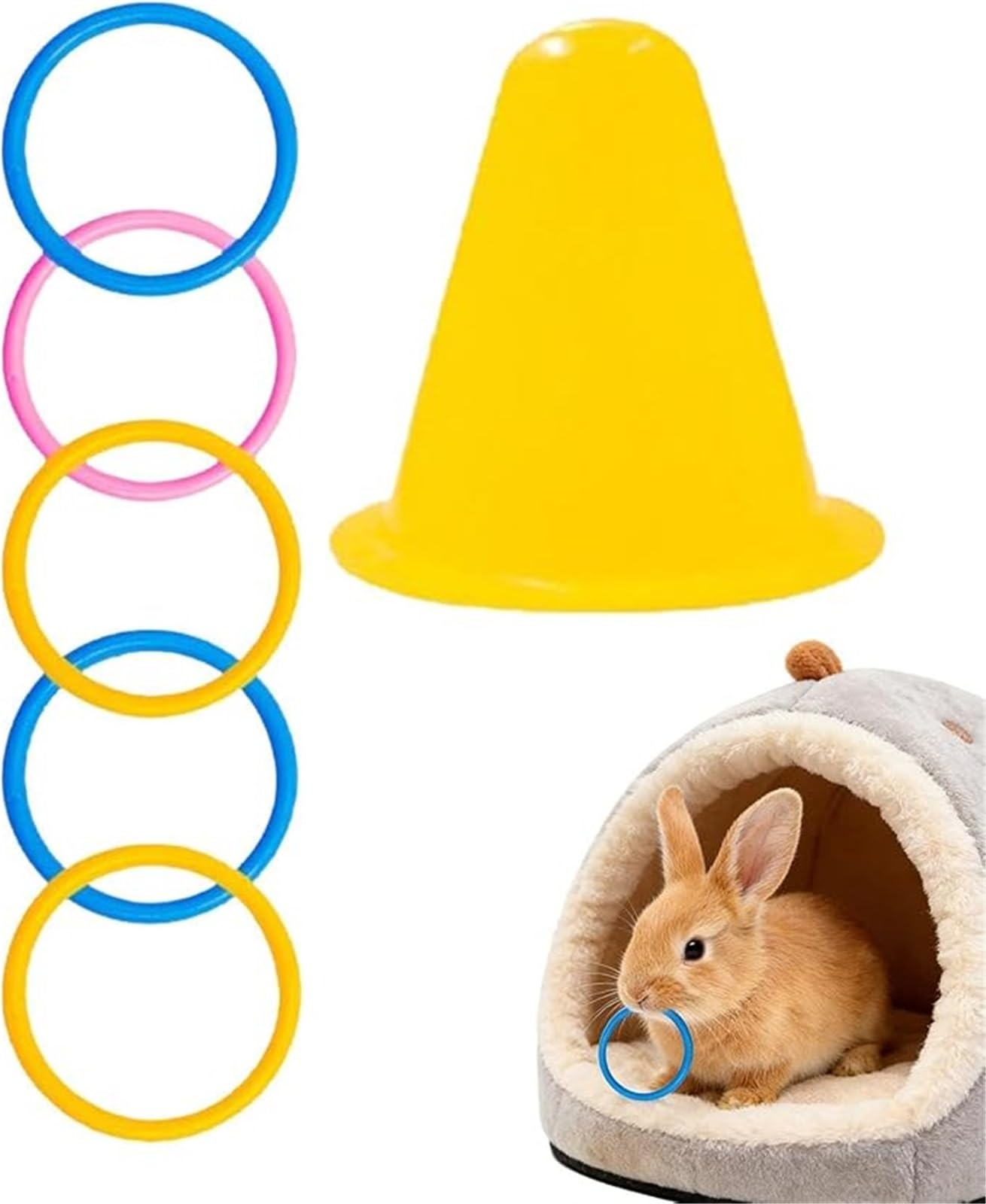 5er-Pack Kaninchen-Trainingsring-Spielzeugset mit 25 Stapelringen, interaktives Häschen-Lernspielzeug for Beißübungen
