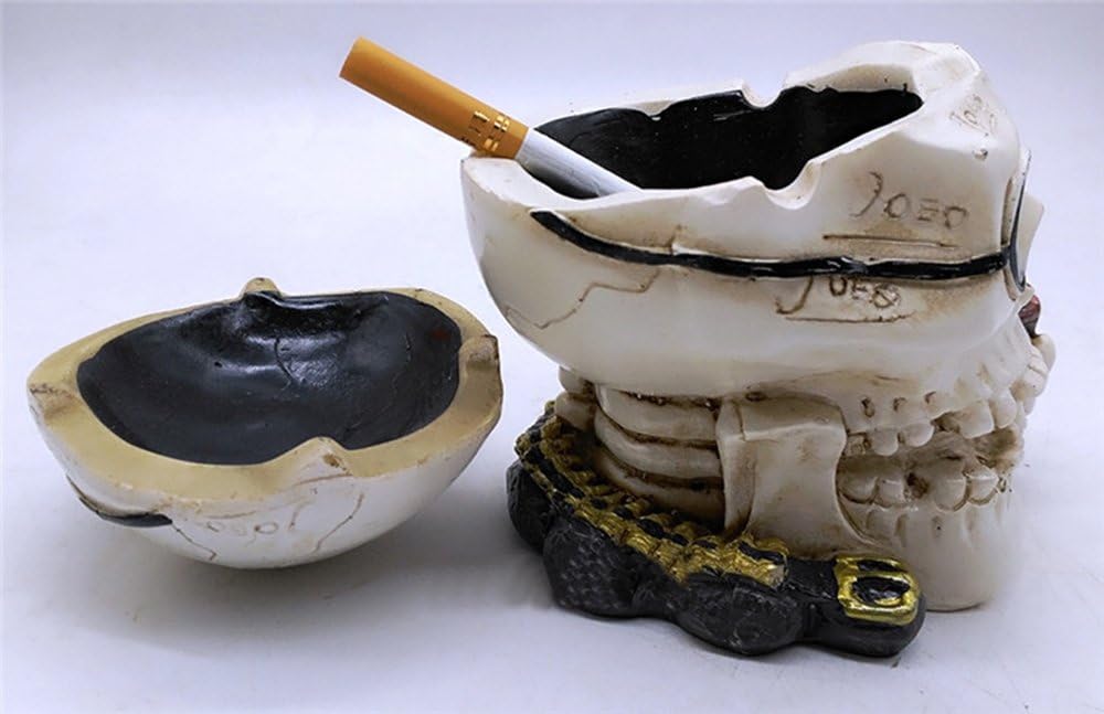 ToiM Skull Theme Ashtray Resin Fashionable Ashtray Original Decoration Desktop Smoking Ash Tray for Home Office Decoration