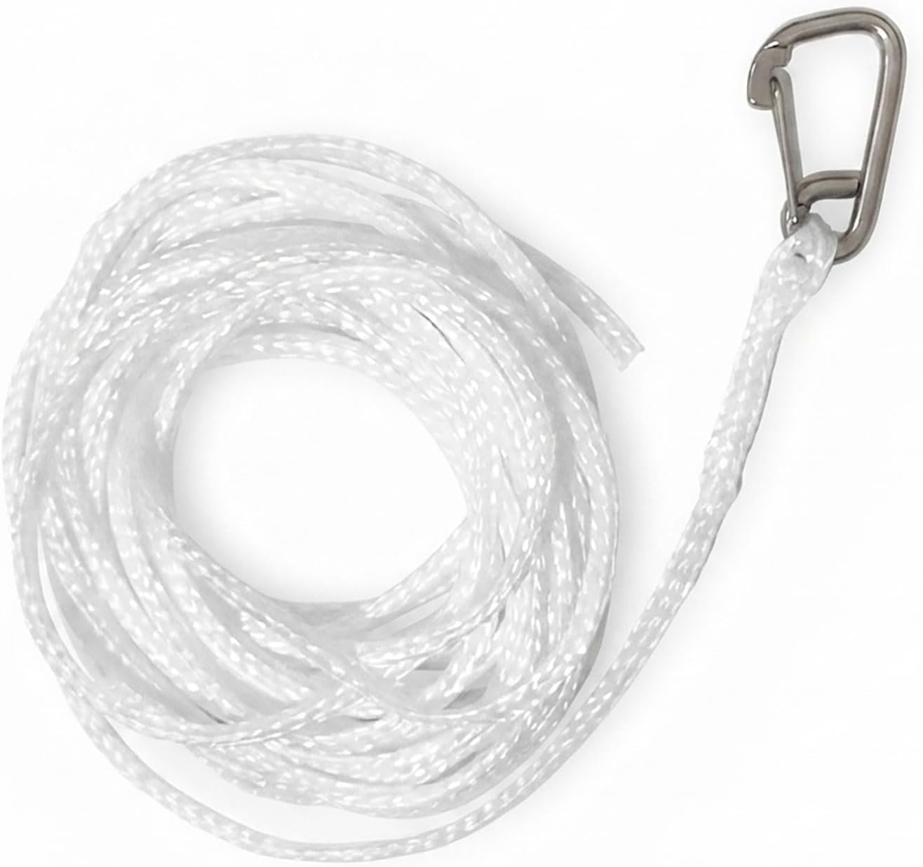Polyethylene –5/16" Hollow Braided Dock Line (White, 30') | Boat Anchor Rope With Stainless Steel Spring Hook – Durable, UV-Resistant Mooring Rope for Kayaks, Inflatables, PWC