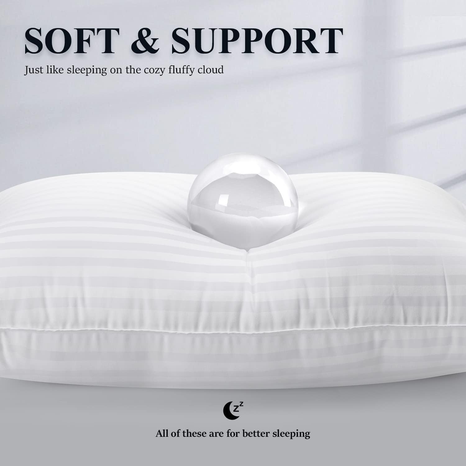 COZSINOOR Bed Pillows for Sleeping Queen Size - Hotel Quality Set of 2 - Breathable Down Alternative Microfiber Filled for Back, Stomach, Side Sleepers, Cooling & Skin-Friendly