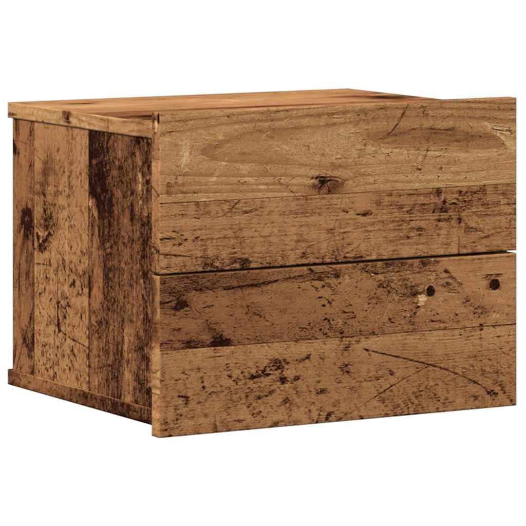 Wisząca szafka nocna na ścianę, stare drewno 40x32x30 cm, mebel wiszący z dużą przestrzenią do przechowywania książek i akcesoriów, solidny blat odporny na wilgoć, łatwy w