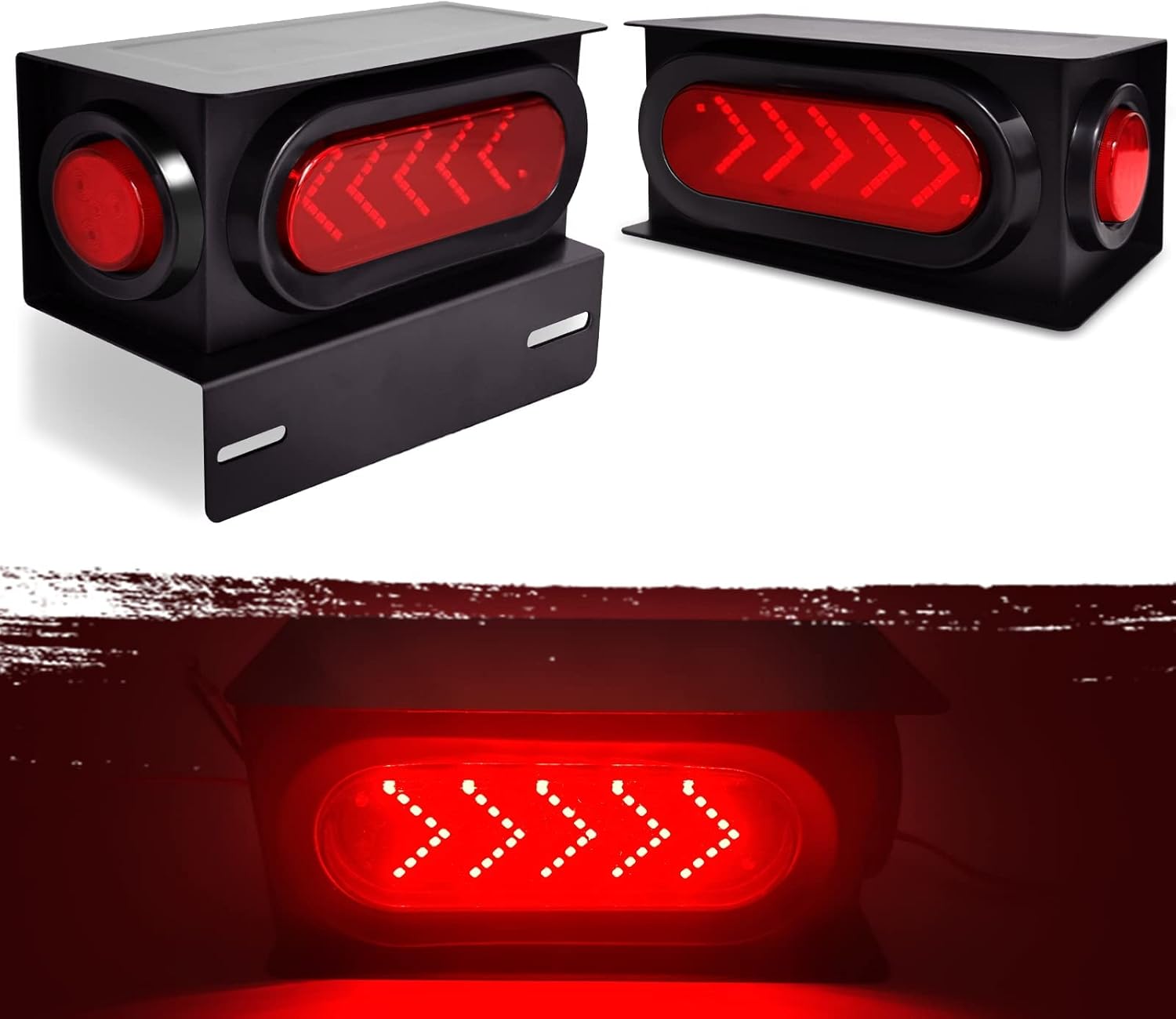 Gonice 2Pcs Steel LED Trailer Light Kit with Arrow Turn