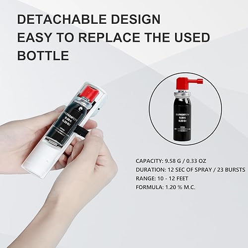 Miniatura 6 de PAPASAFETY Juego de llaveros de autodefensa de gas pimienta y alarma para mujer, gel de pulverización máximo y sirena de 130 dB y luces