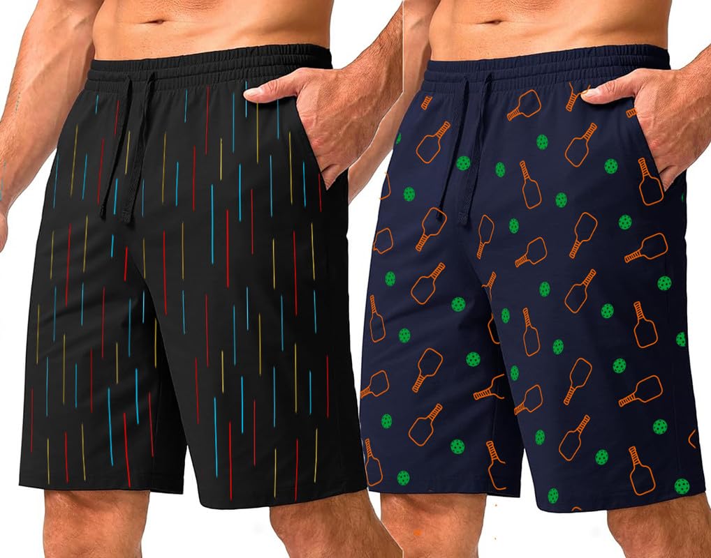 Stylish Men's Men's Printed Cotton Shorts Pack of 2 Ð Multicolored, Lightweight, Breathable, Casual Summer Lounge, Gym, Athletic, Workout, Beach & Travel Shorts for Men