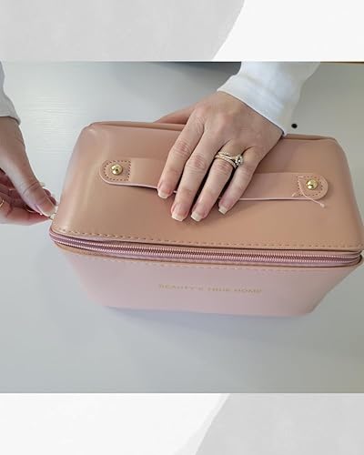 Miniatura 4 de Bolsa de maquillaje de viaje, bolsas de cosméticos para mujer, Rosado, Bolsa de maquillaje