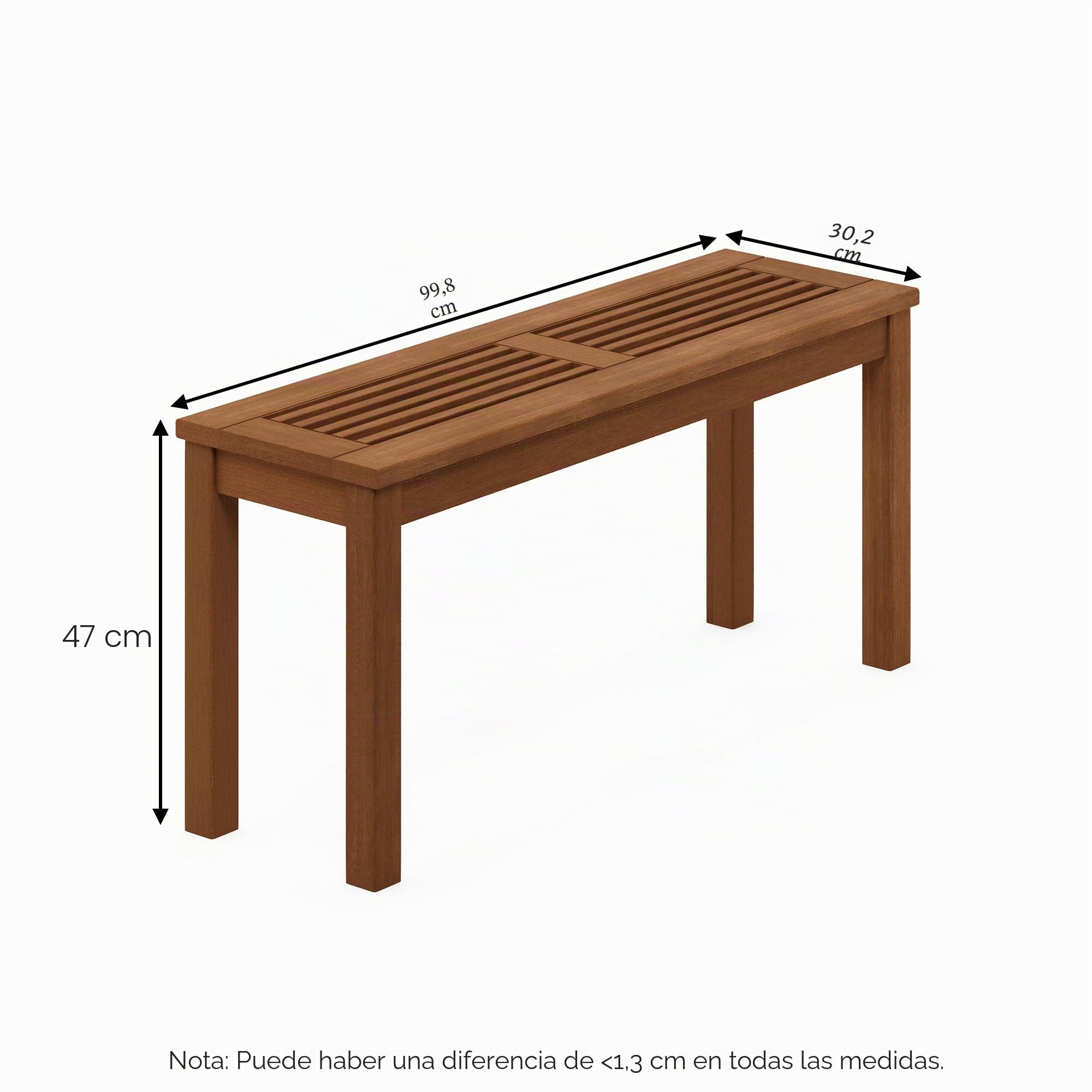 Furinno Tioman Banco de Exterior de Madera Dura Promo sans Dossier en Huile de Teck, Naturales
