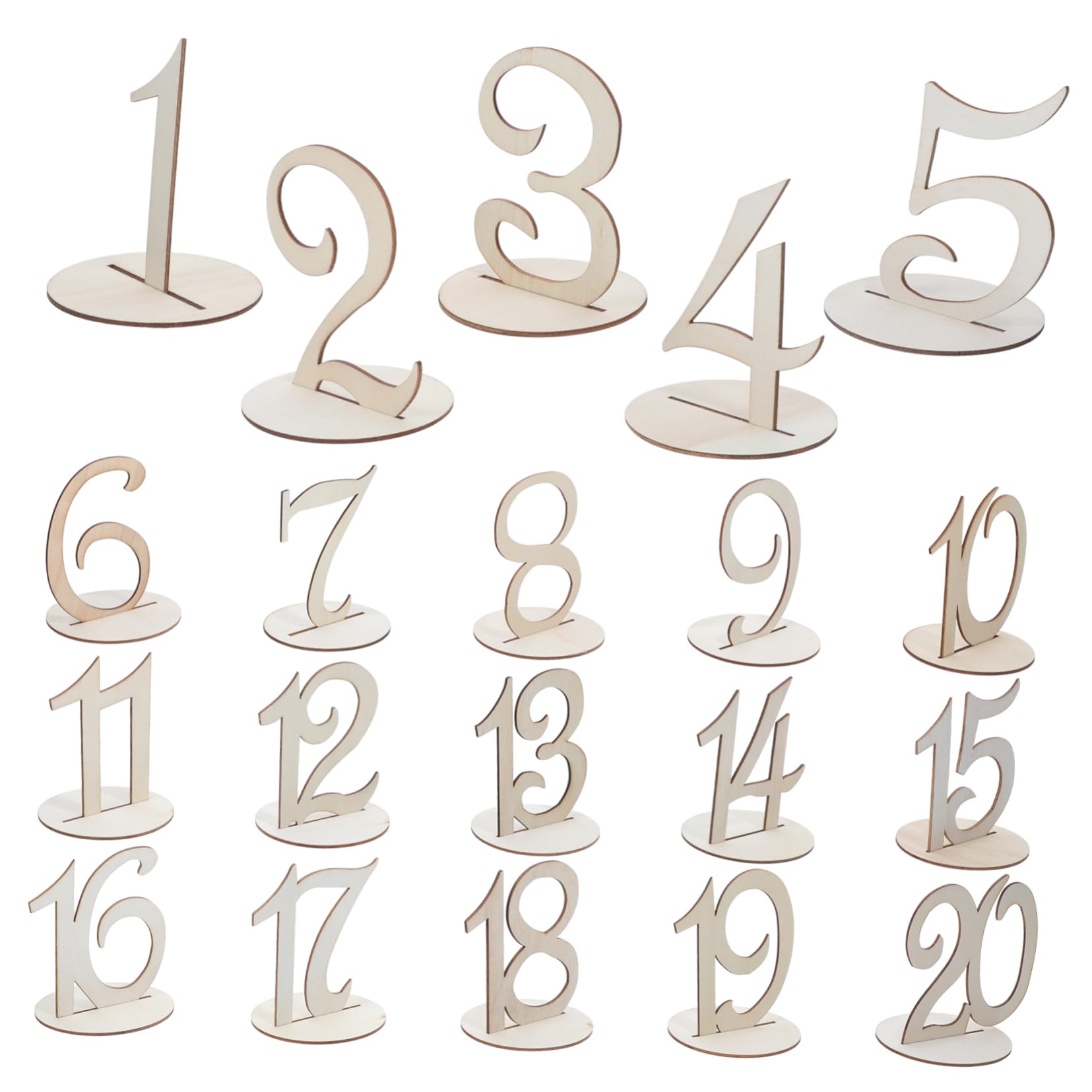 PRETYZOOM 1 Set Wooden Table Numbers with Base for Weddings Banquets and Events Elegant Design for Easy Seating Arrangements Creative Wood Table Number Display