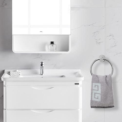 Miniatura 40 de NearMoon Anillo de toalla de baño, accesorios de baño, soporte grueso de acero inoxidable para toallas de baño, moderno colgador redondo para Negro