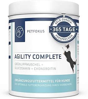 PetFokus Agility Complete | für gelenkempfindliche Hunde - natürliche Nahrungsergänzung - 11 wertvolle Inhaltsstoffe inkl. Grünlippmuschel, MSM, Teufelskralle - Pulver - in Deutschland produziert product image