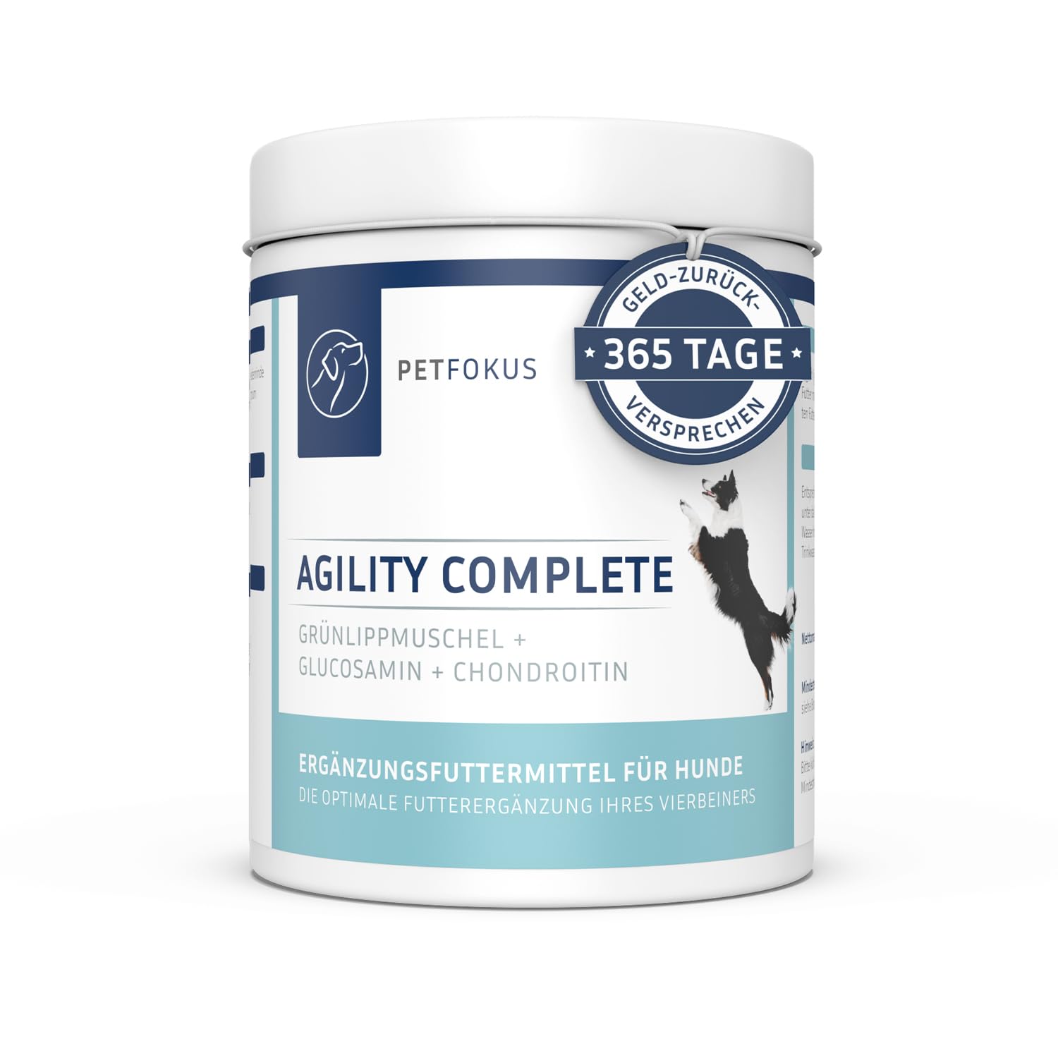 PetFokus Agility Complete | für gelenkempfindliche Hunde - natürliche Nahrungsergänzung - 11 wertvolle Inhaltsstoffe inkl. Grünlippmuschel, MSM, Teufelskralle - Pulver - in Deutschland produziert