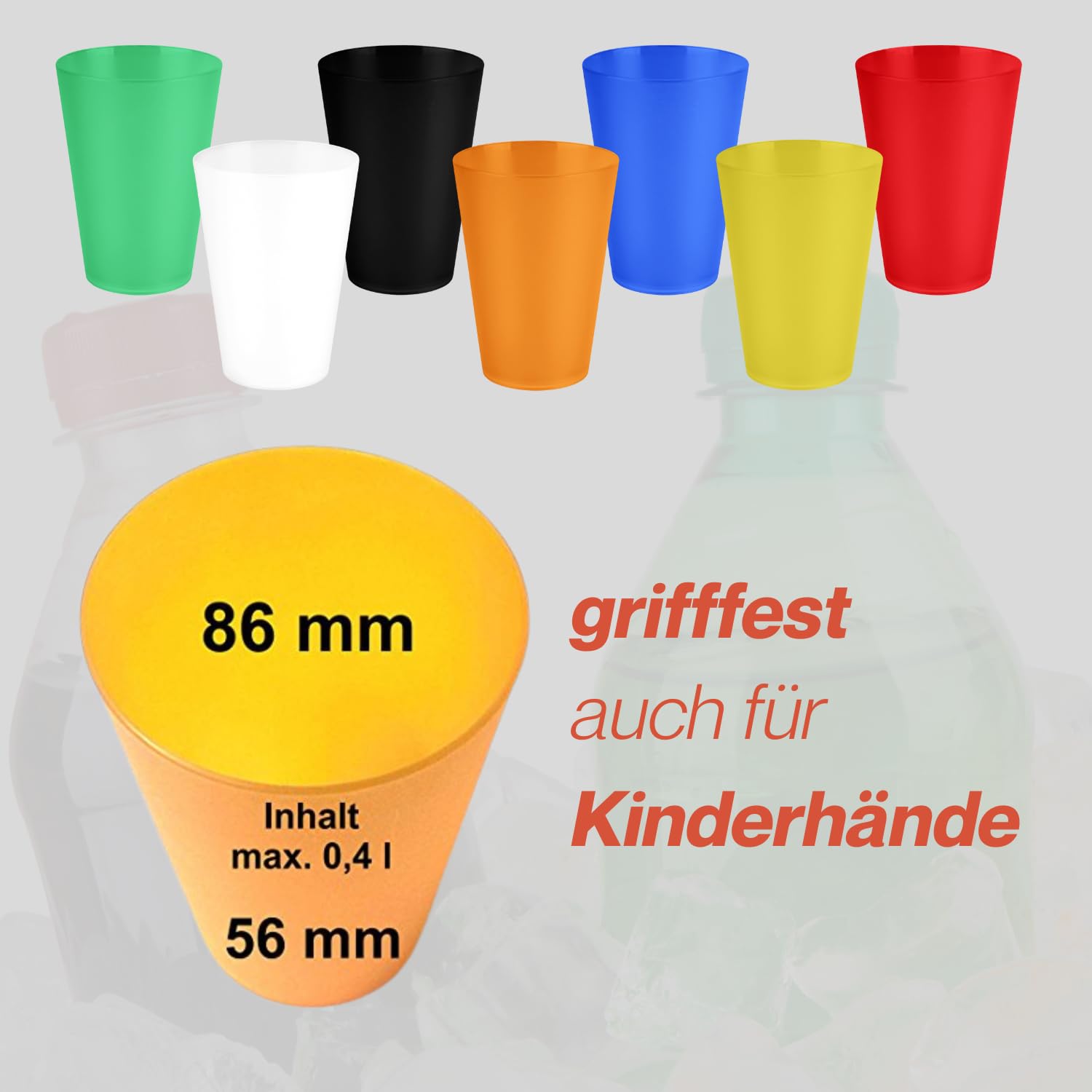 S&S-Shop 6 bicchieri in plastica da 0,4 l, confezione mista