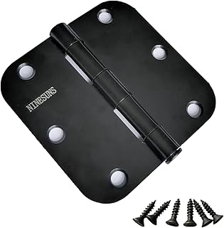 3 Pack Door Hinges 3 1/2 Inch - Matte Black Hinges for Doors Silent - 5/8" Radius Round Corners for All Interior Doors - Removable Pin Design for Easy Installation and Maintenance