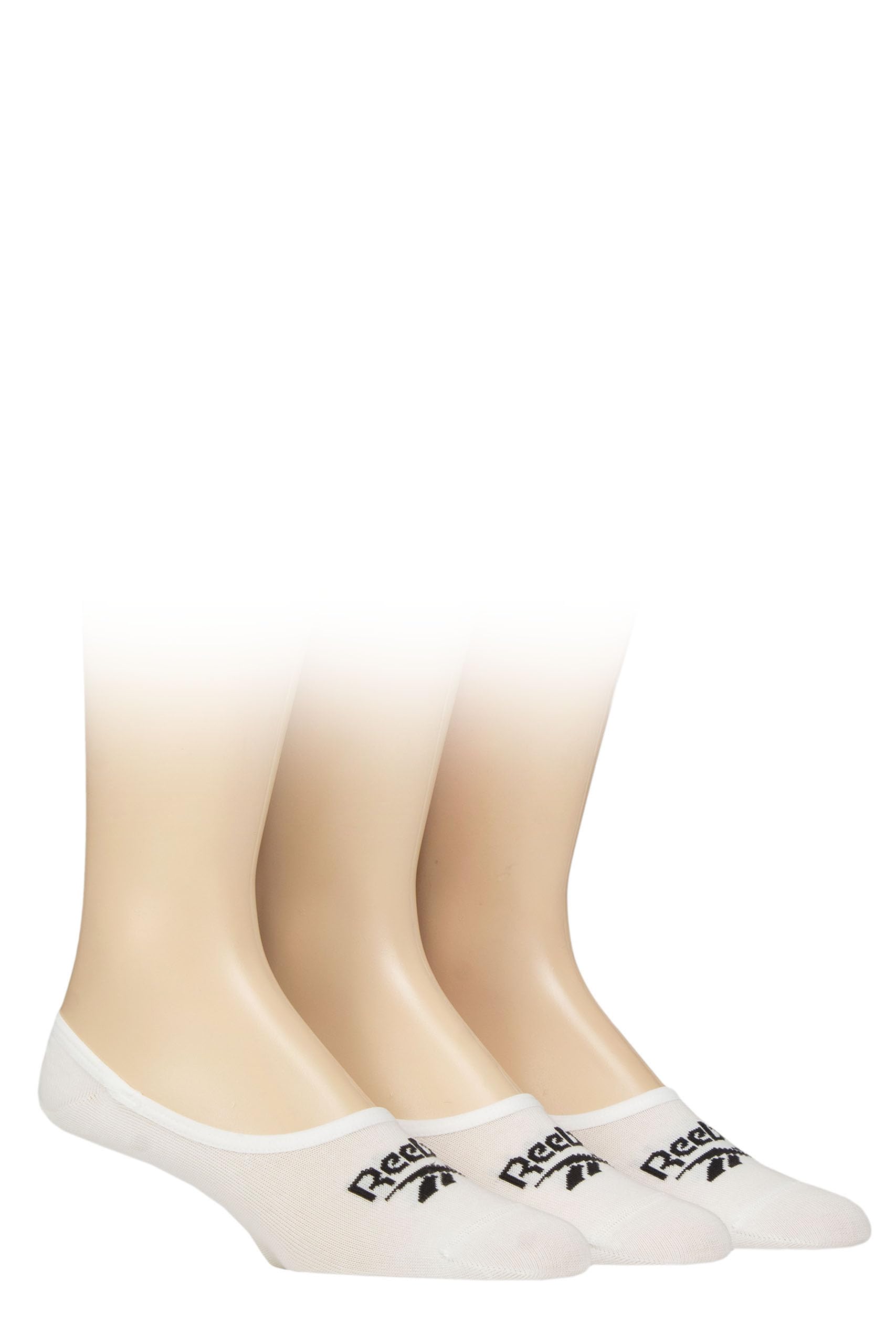 Reebok Unisex 'Essentials' Shoeliner Socks - Mens and Ladies, Soft Cotton, Low Cut Invisible Ped Socks with Seamless Toe and Non Slip Heel 3 Pair Multipack Size Range of UK 2.5-10 White 6.5-8