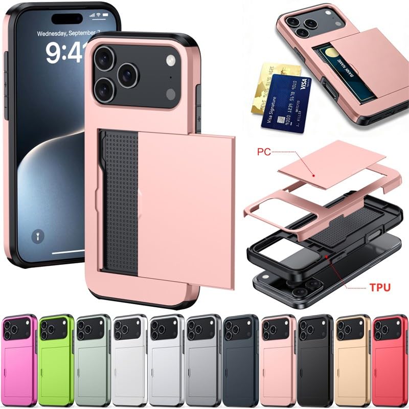 Coque portefeuille iPhone 13 Pro rouge silicone rigide contre chutes et oublis de carte - 2