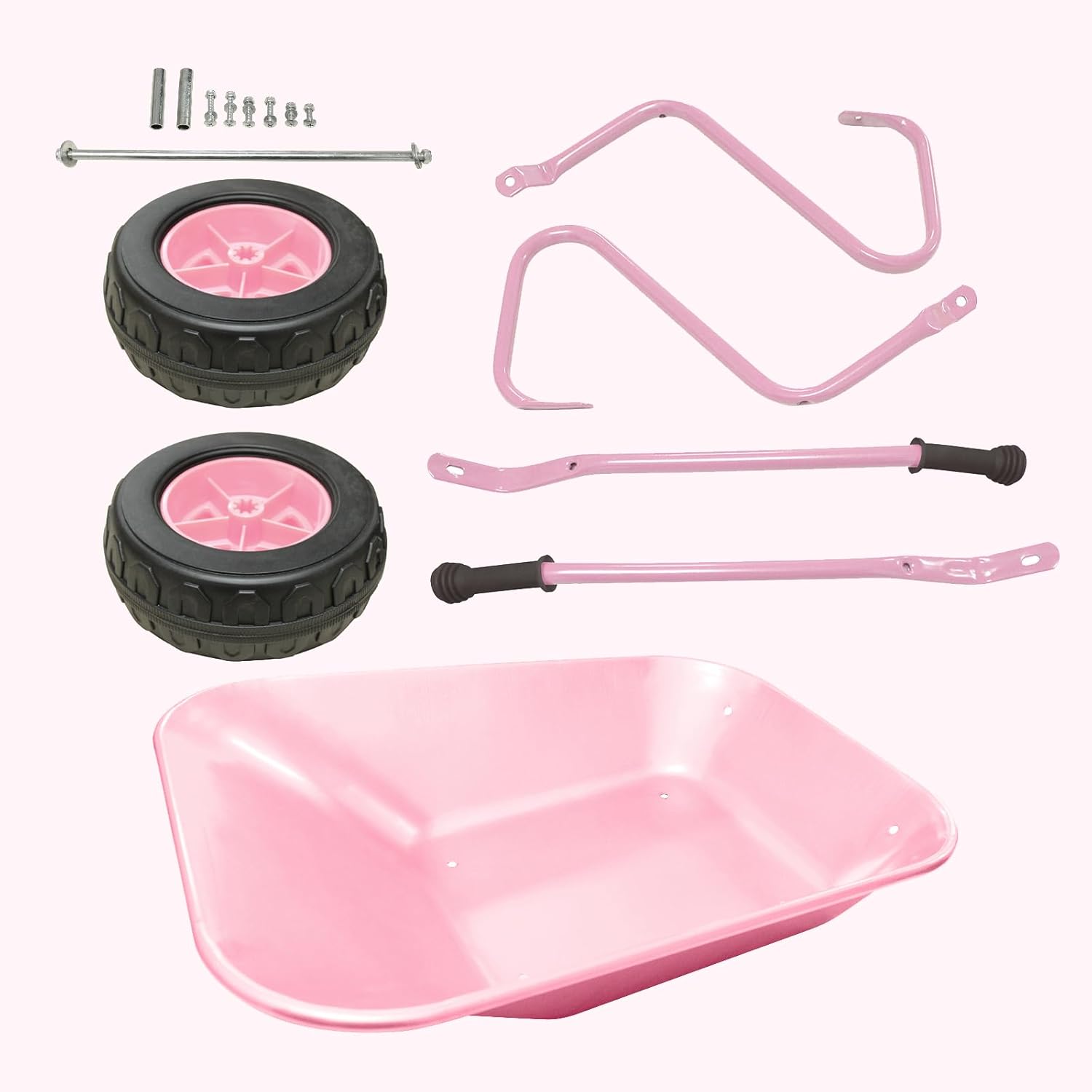 3T GROUP Girl Pink Wheelbarrow,Kids Gardening Tool Set,Children Toddler Metal Wheelbarrow Gift for Kids Outdoor Toys Wheel Barrel,Wheel Barrow All Seasons (Pink)