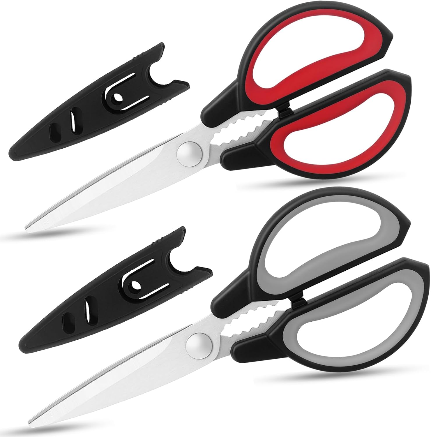 Kitchen Scissors, 2-Pack Stainless Steel Shears with Covers