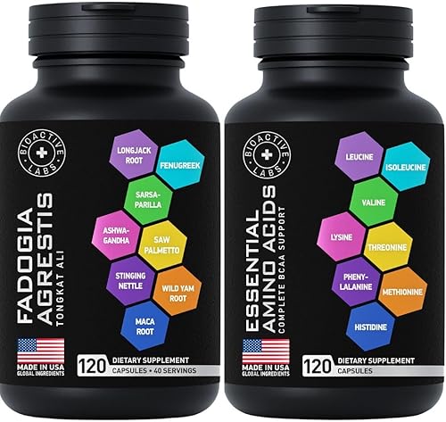 Fadogia Agrestis Tongkat Ali Complejo y Aminoácidos Esenciales - Paquete de Energía y Recuperación