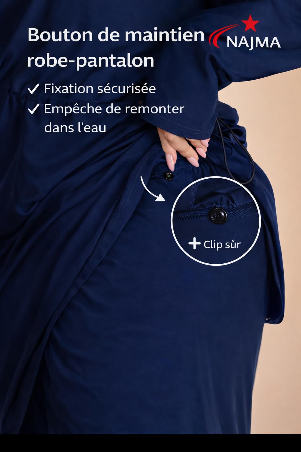 Burkini - Costume da bagno lungo con Hijab da bagno, taglia modesta, 4 pezzi, con cerniera