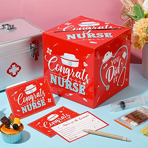Funrous Nurse Graduation Card Box With 30 Pcs Advice Cards Congrats Grad Gift Card Box Class Of 2023 Cardholder Box Graduation Party Card Box Holder For School College Graduation Party Supplies #TOP2