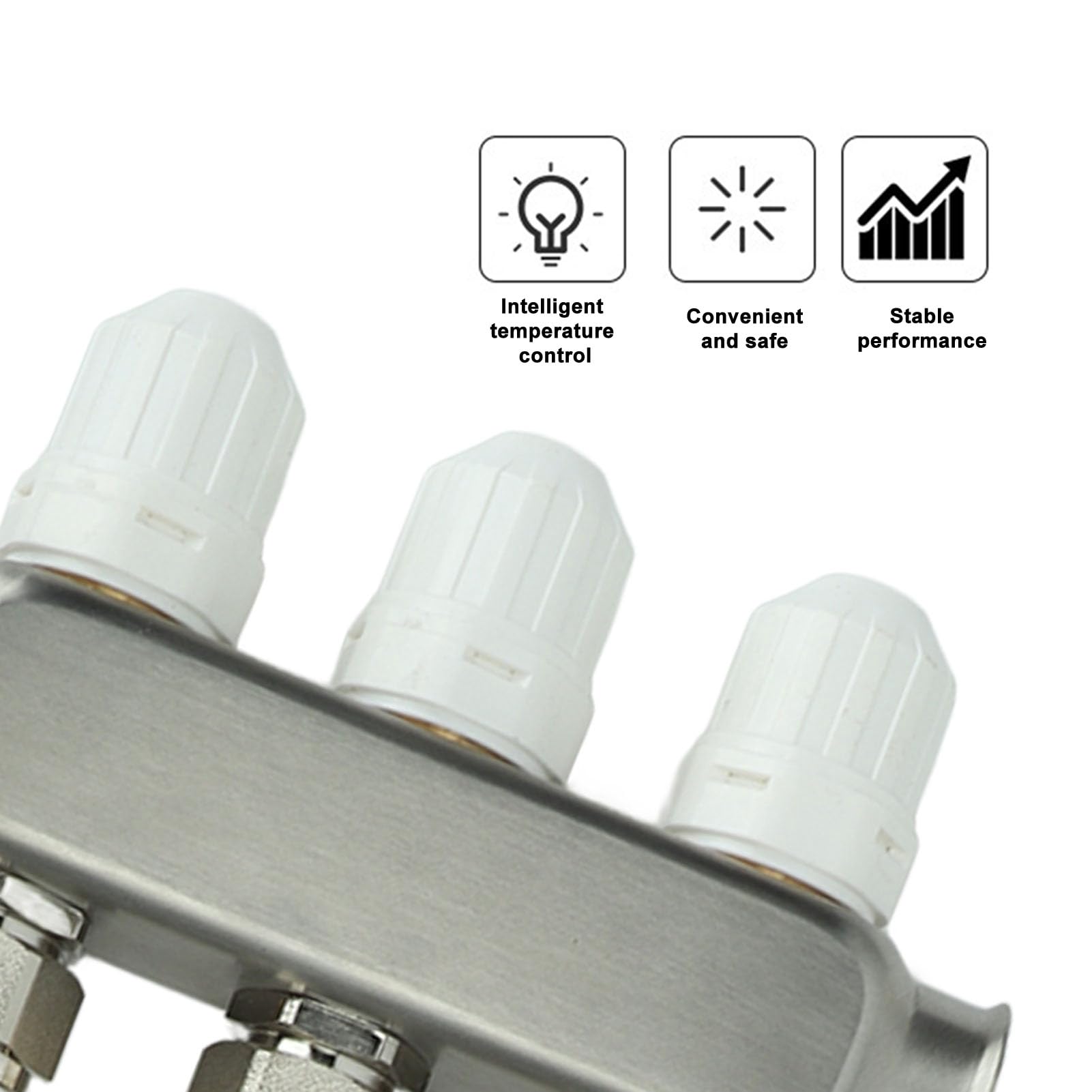 Kit de Colector de Calor Radiante de 3 Bucles con Caudalímetro de Alta Precisión y Manómetro para Calefacción de Suelo Eficiente - Construcción de Acero Inoxidable 304