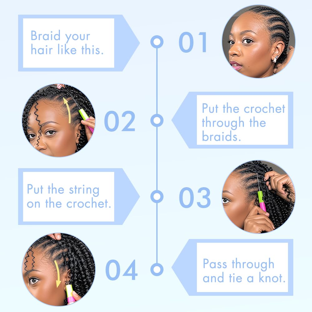 Renyarch Crochet Human Hair Bundles for Black Women 14 Pulgadas Deep Wave Crochet Hair 200g 160 Hebras Natural Black Wet and Wavy Invisible Curly Human Extensions