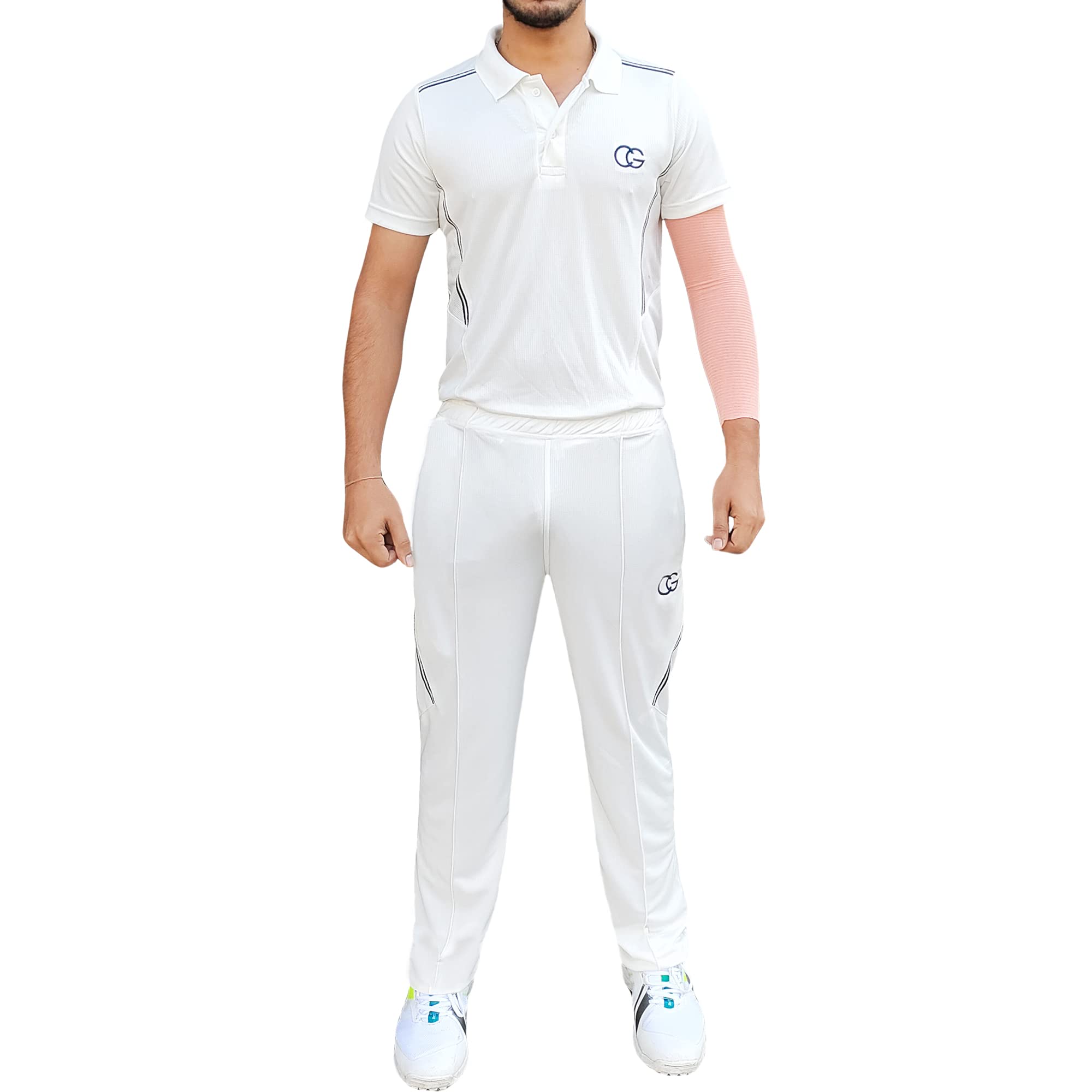 CALIGOSTLE Half Sleeves Cricket Tracksuit for Men (White)