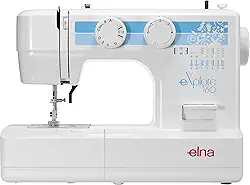 Elna Máquina de costura mecânica eXplore 160; 12 pontos embutidos utilitários, elásticos e decorativos em uma máquina portátil leve de 5,8 kg