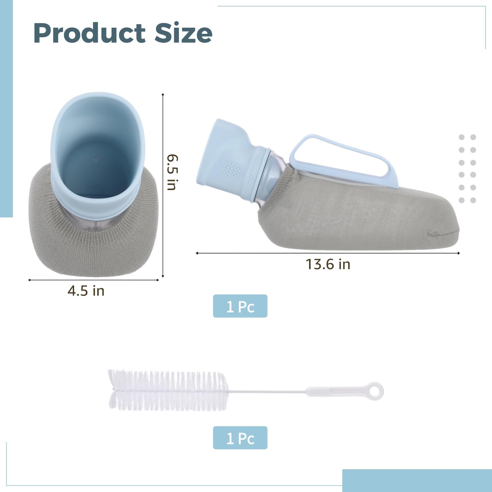 Tragbare Urinflasche für Männer, 40,58 fl oz, geruchsresistent, auslaufsicher, mit Deckel und Griff, TPE-Einsatz, Stoffhülle, 13,6 x 4,5 x 6,5 in, für Reise, Klinik, Camping, Auto