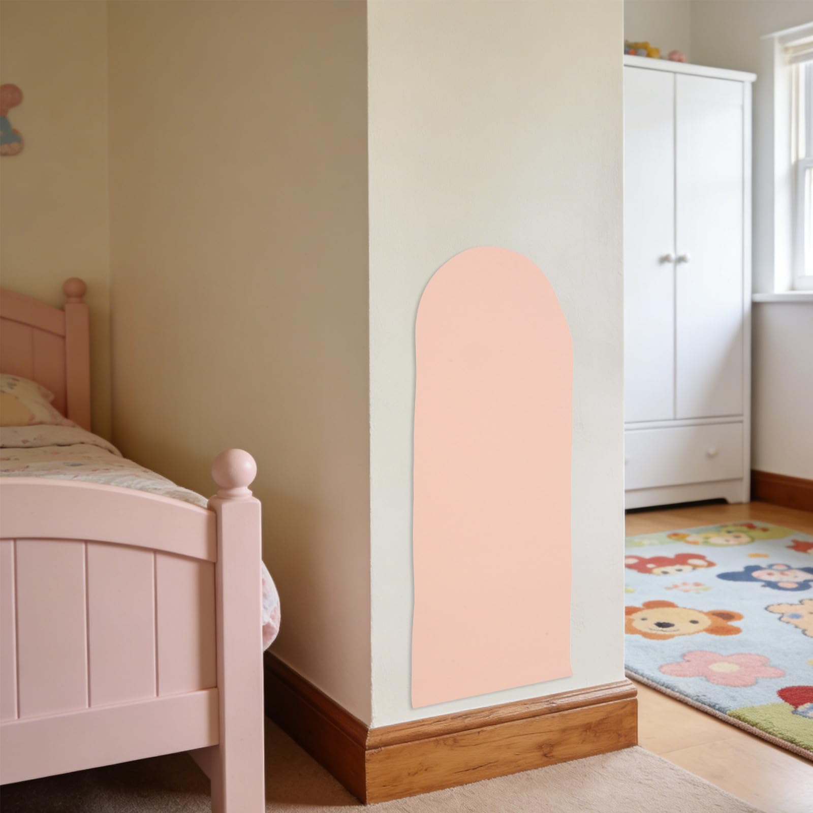 Tofficu Pizarra Magnética de Pared Infantil en Forma de Arco Rosa, Flexible para Escribir y Fácil de Limpiar, Adecuado para Habitaciones y Uso Familiar