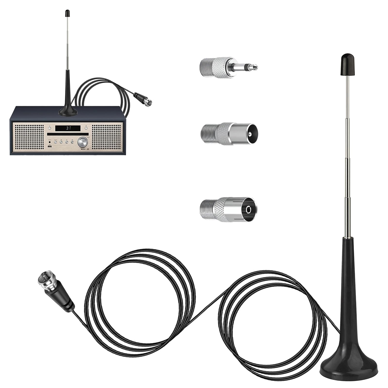 Amazon.co.jp: AQTAQ 伸縮式 FM アンテナ マグネットベース FM ラジオ