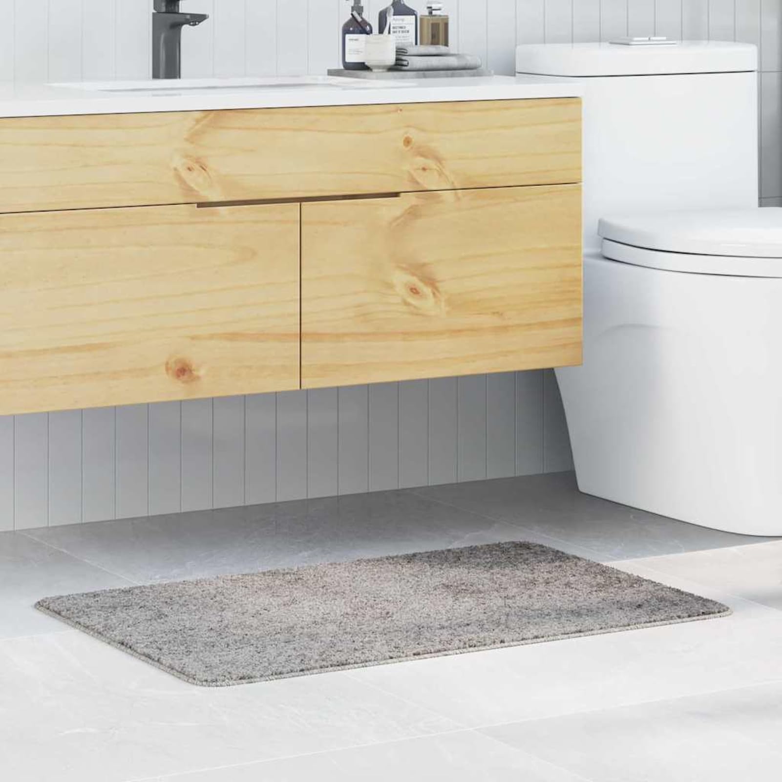 Tappetino da Bagno Antiscivolo Grigio 60 x 90 cm PP