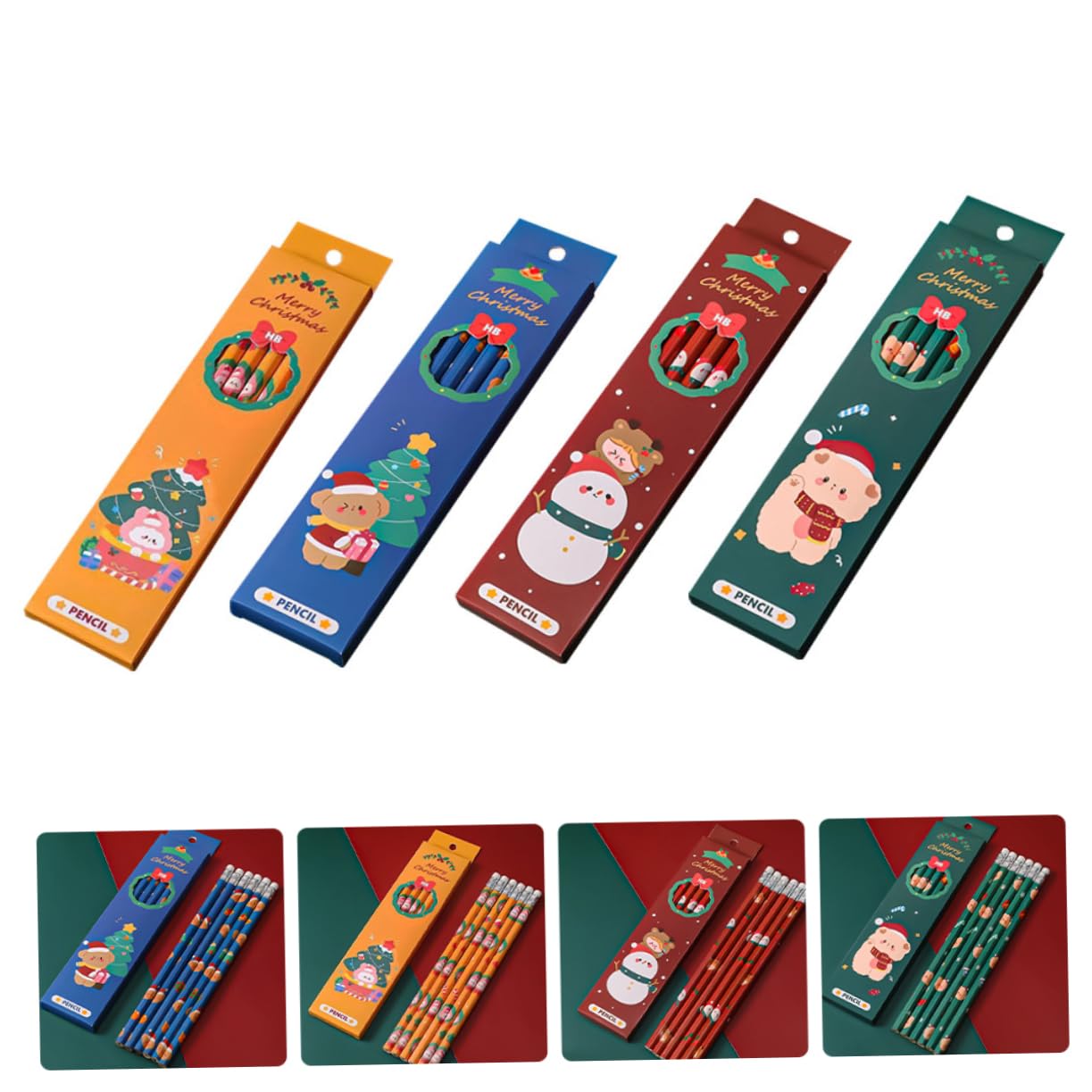 NUOBESTY 5 Ensembles Crayon De Noël Crayons De Ménage Caoutchoucs Quatre Crayon D'école Tableau Taille-crayons Pour L'école Crayons Pour Noël Plus Net Recharge Graphite Pièces * 5