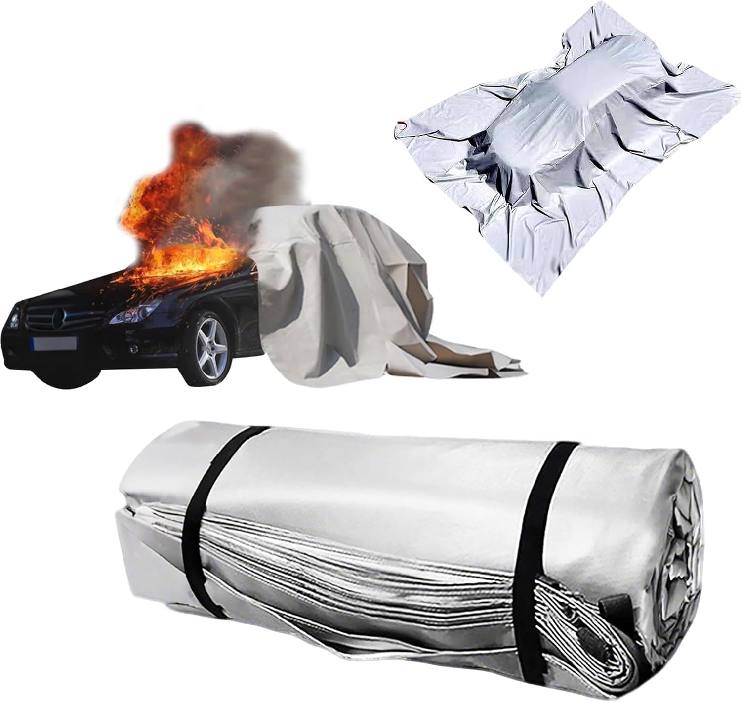 Manta ignífuga para vehículos eléctricos, Reutilizable, con Bolsa de Transporte, para Garaje, estación de Carga, Seguridad de almacén 8x10m