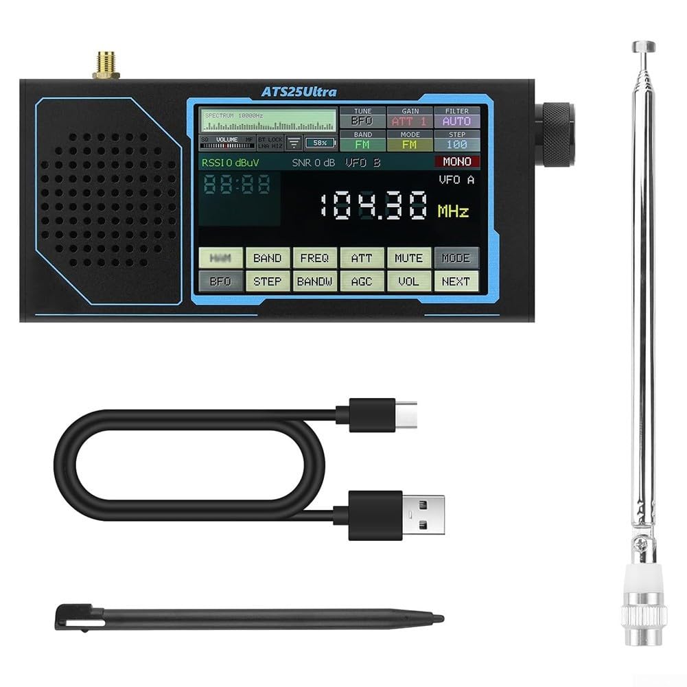 Radio portátil de metal ATS25 receptor de aviación para acampadas y exploración de onda corta