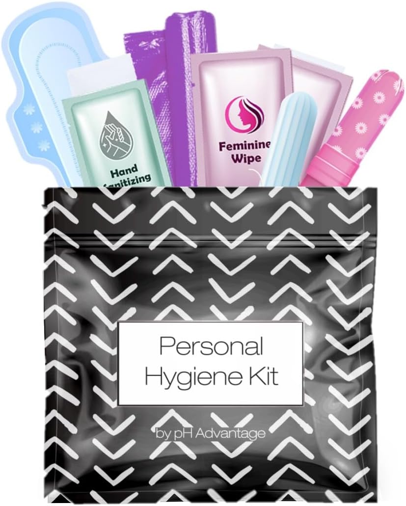 Portable Period Kit: Essential Period Pouch for Teen Girls in School, Travel, and Daily Use - Ideal for Parents, Schools, Churches, Businesses, and Homeless Outreach - Black Treads (10)