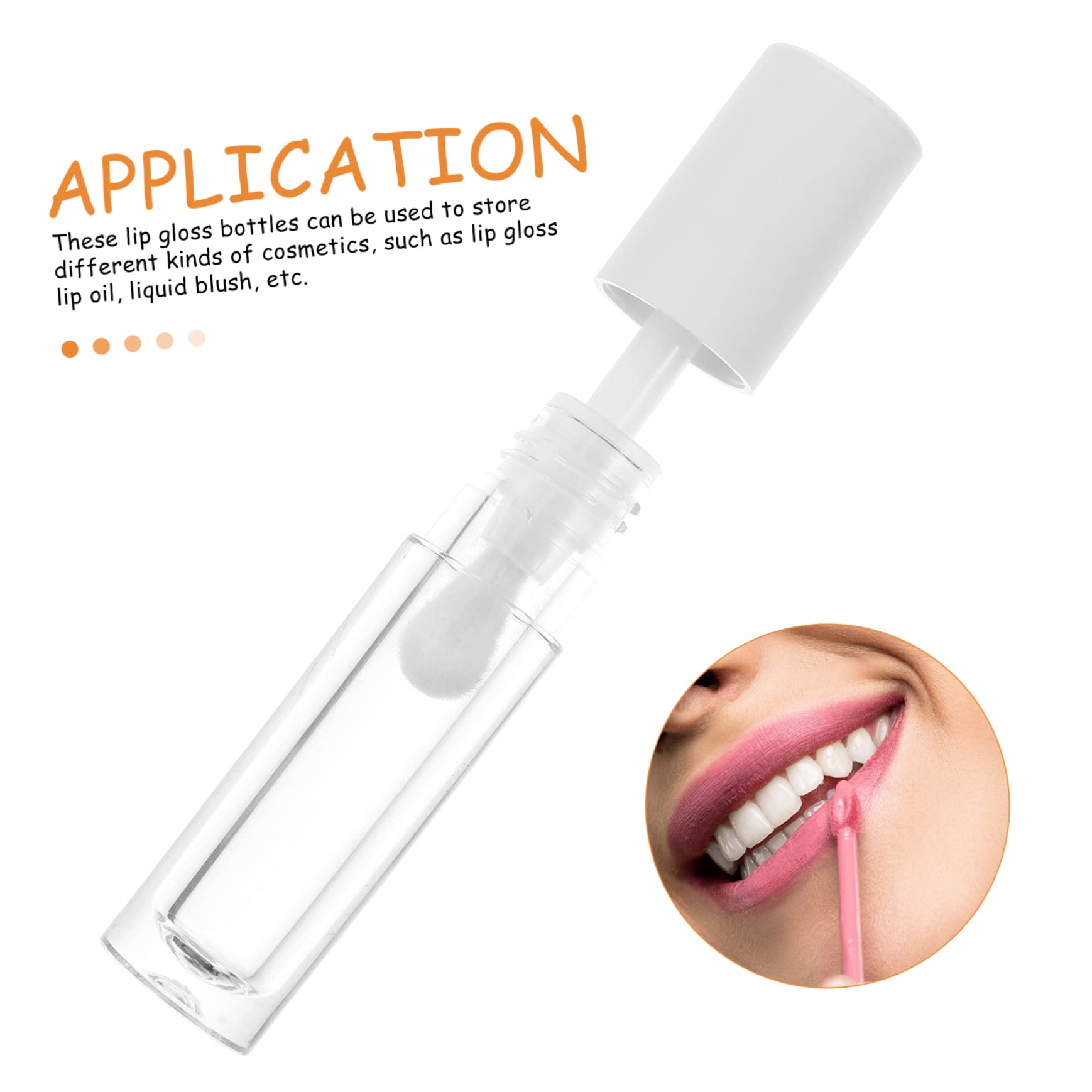 Tubo per Gloss Labbra Rotondo 5ml in Abs Bianco, 10 Pezzi | Superficie Liscia, Aspetto Trasparente, senza Bave, Formato Mini per Campioni e Ricarica