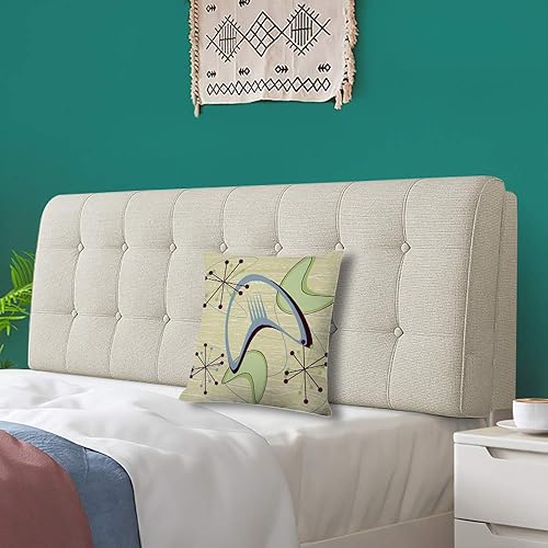 Miniatura 4 de Ofocam Funda de almohada estilo de los años 40, estilo de mediados de siglo, moderna de los años 50, diseño atómico retro vintage, azul, estilo de