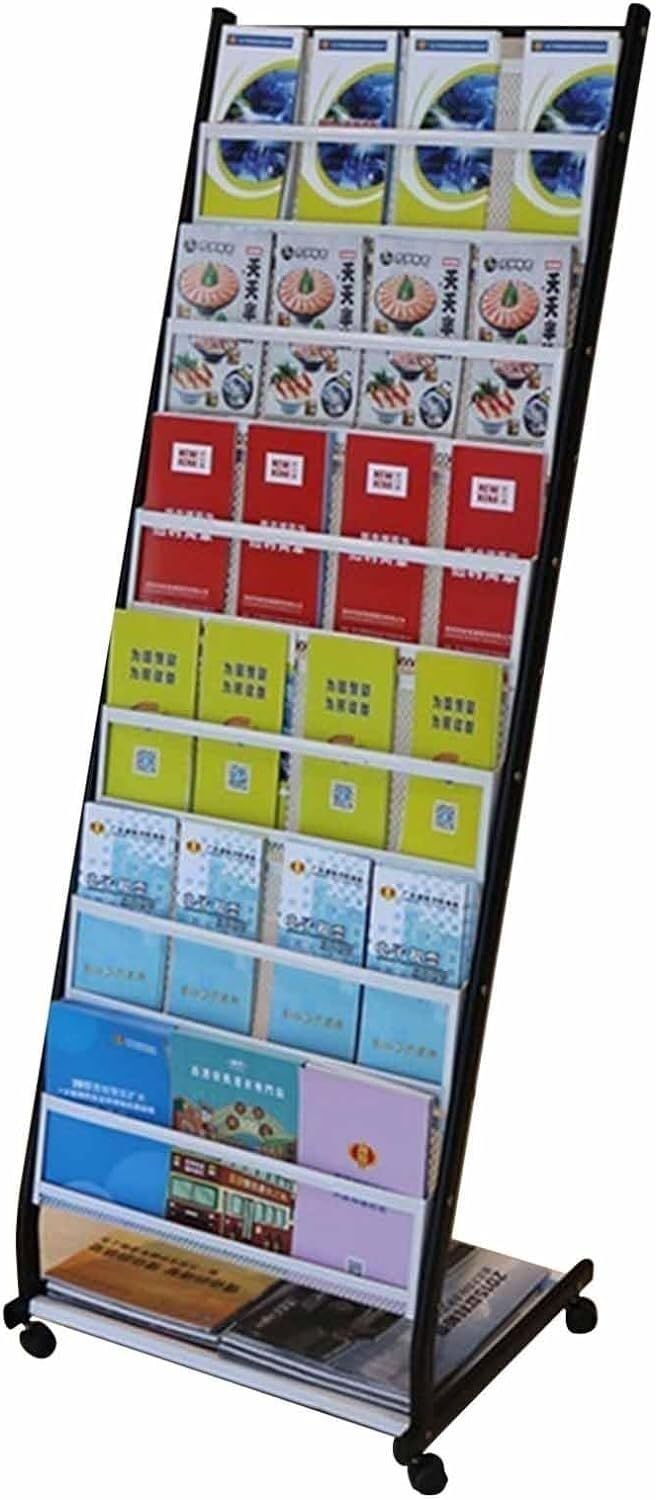 ASerZenith Floor standing magazine rack Magazine Rack Large Floor-Standing Brochure Holder Metal Magazine Isplay Rack Catalogs Storage Stands Multi-purpose display rack