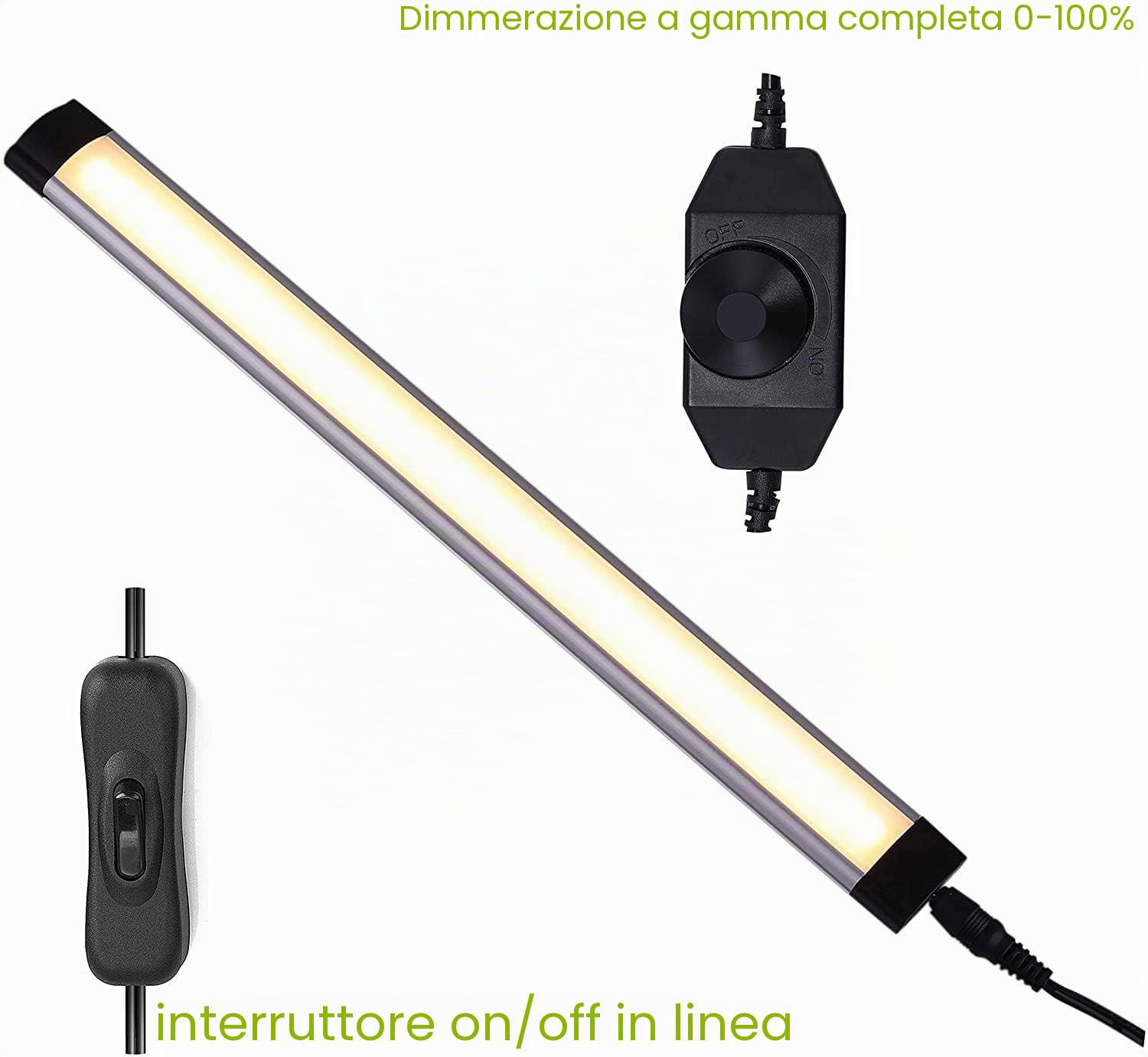 AIBOO Luce Sottopensile Cucina, Luci da Cucina Bar con Interruttore Dimmer A Quadrante per Bancone, Guardaroba, Illuminazione Dell'armadio(Bianco Caldo 2700K 6 Pannelli)