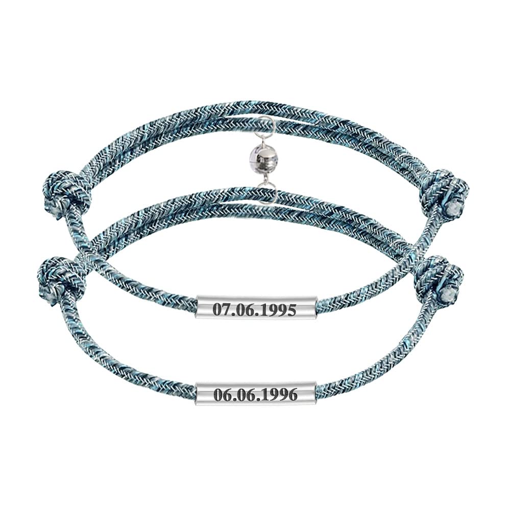 NovgardenMatching Bracelets for Couple, Stainless Steel Handmade Braided Rope Custom BFF Bracelets Couple Bracelets Gifts for Her and Him