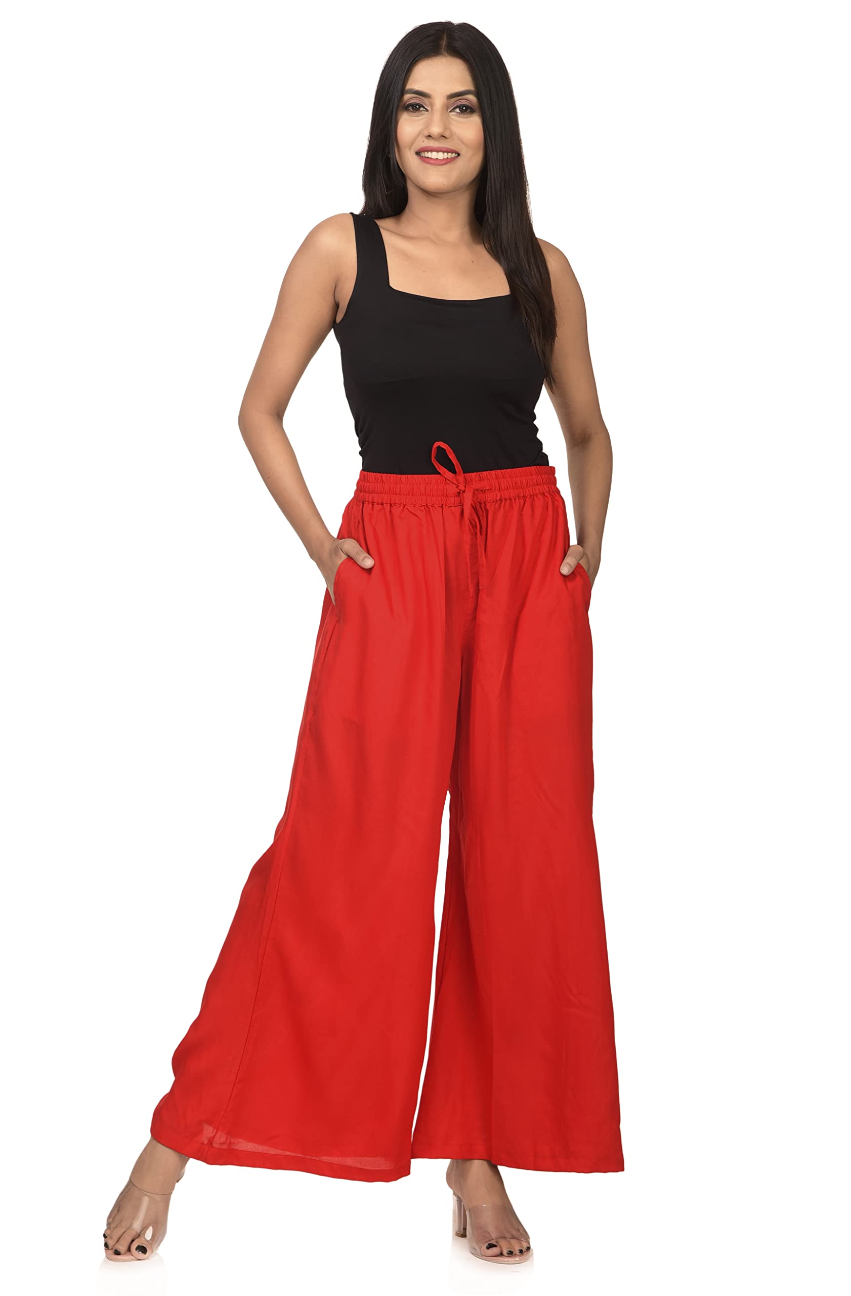 nathawat Women's Regular Fit Rayon Blend Pocket Palazzo-picture-48