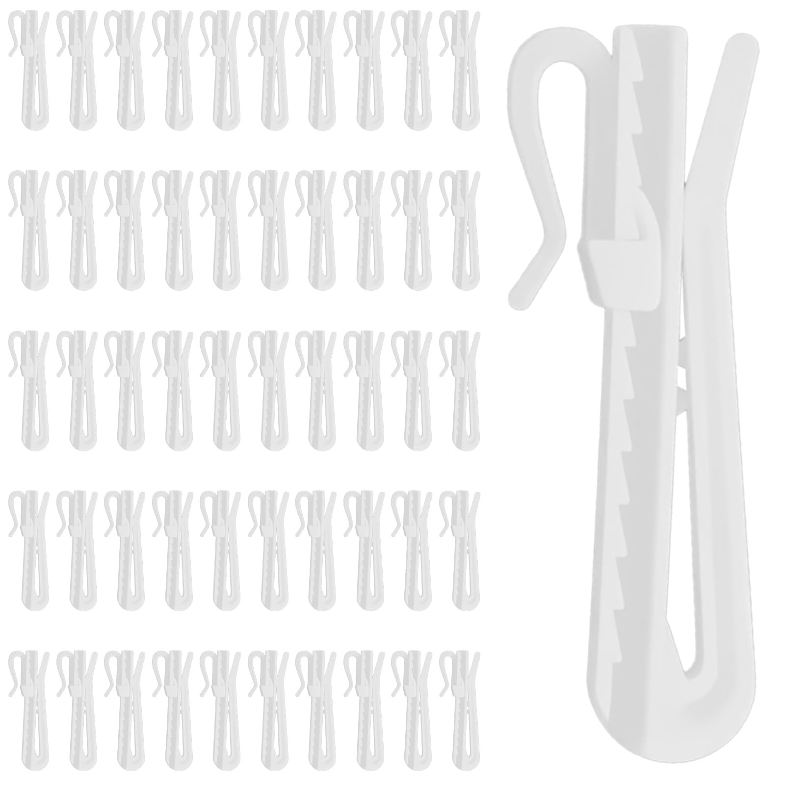XLIUAX 50 Pcs Plastic Curtain Hooks