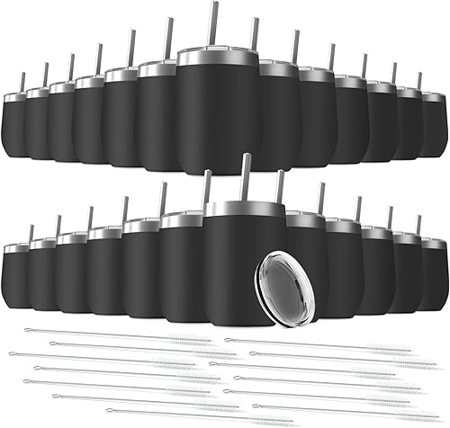 Miniatura 21 de Vaso de vino de 12 onzas con tapa con pajita, vaso de vino de acero inoxidable de doble pared con aislamiento al vacío, tazas de viaje sin tallo