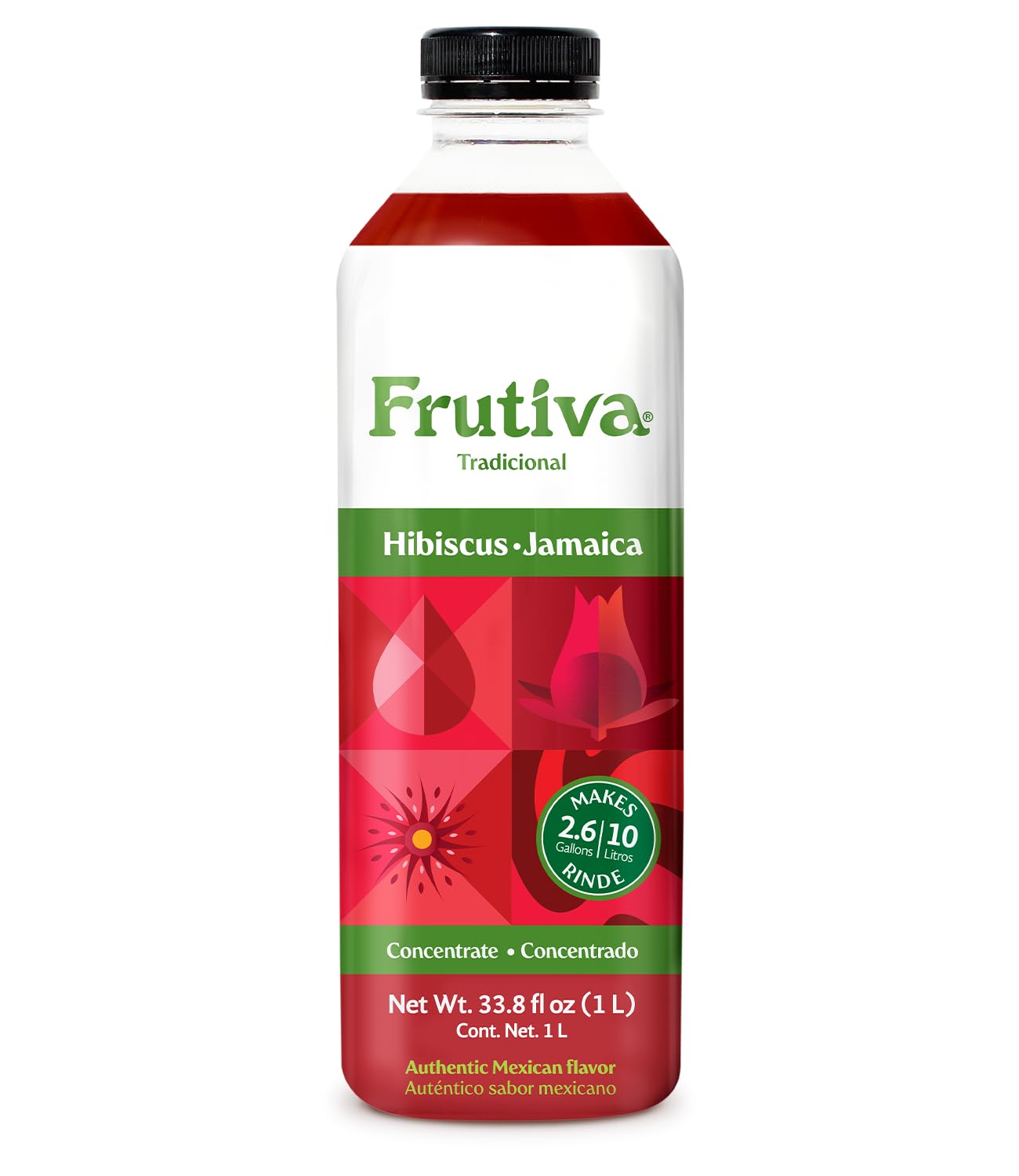 Frutiva Authentic Hibiscus Drink Mix | Made in Mexico with Cane Sugar | Aguas Frescas Concentrate Makes 2.6 Gallons | No High Fructose Corn Syrup | Perfect for Drinks, Desserts & More